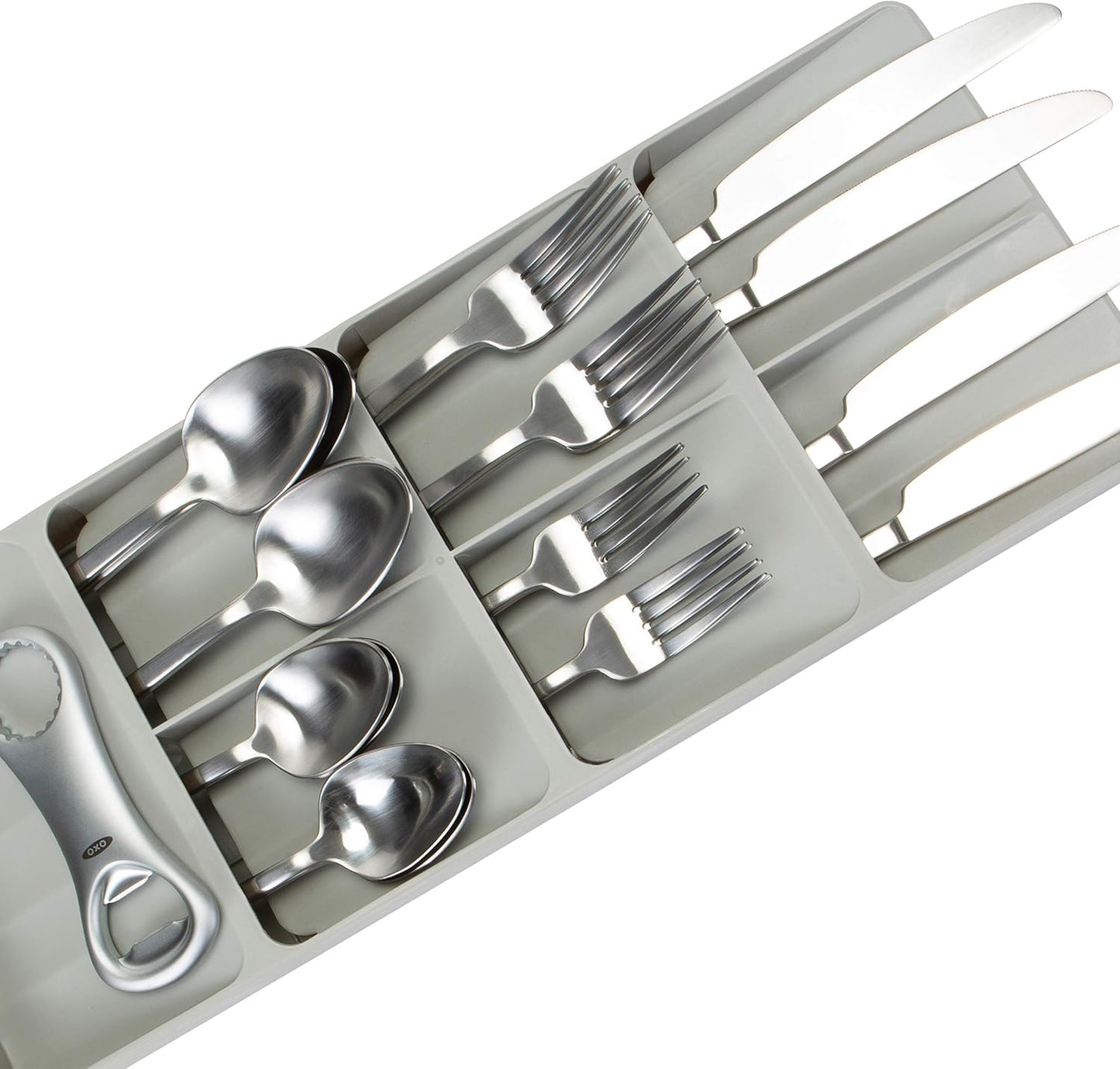 Kitchen Details 2 Tier Knife Drawer Organizer | Holds 11 Knives | Utensil Holder | Knife Block | Storage & Organization | Space Saver | Natural