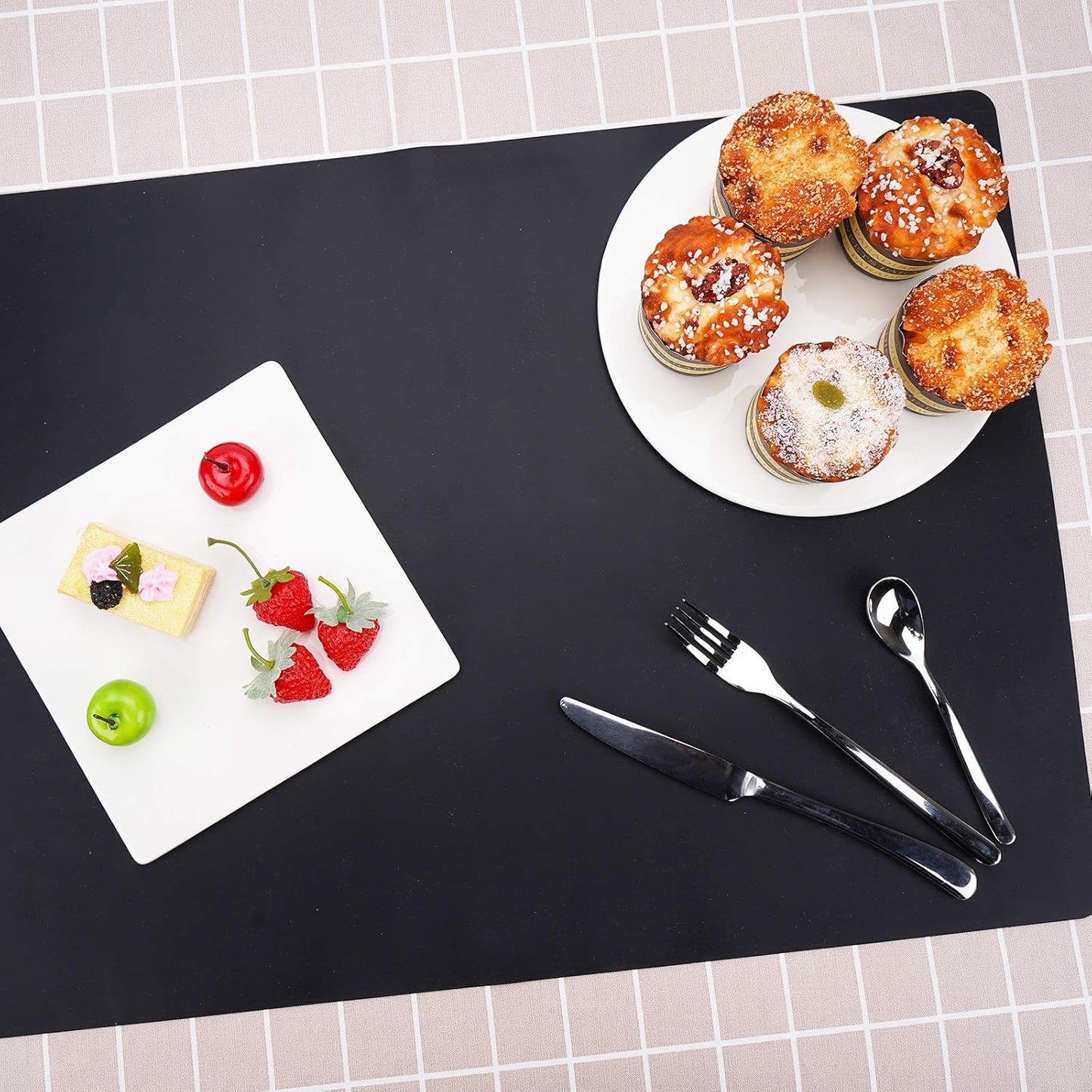 Gartful 25“x17”x0.03“ Silicone Mats for Kitchen Counter, Large Silicone Countertop Protector, Nonskid Heat Resistant Desk Saver Pad, Multipurpose Mat, Placemat, Dark Gray