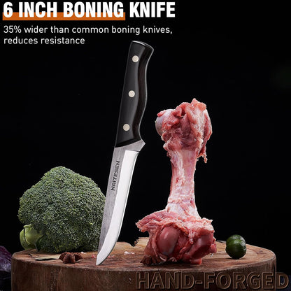 Naitesen Butcher Knife Set 4, Meat Cleaver Chef Knife Boning Knife Utility Knife Hand Forged German High Carbon Stainless Steel Sharp Japanese Butcher Chopping Knives