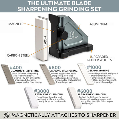 3000 & 6000 Grit Whetstone Plates Set – Extra Fine Corundum Sharpening Stones – Includes Leather Strop & Cleaning Eraser - Compatible Only with Parkway Home Adjustable Rolling Knife Sharpener