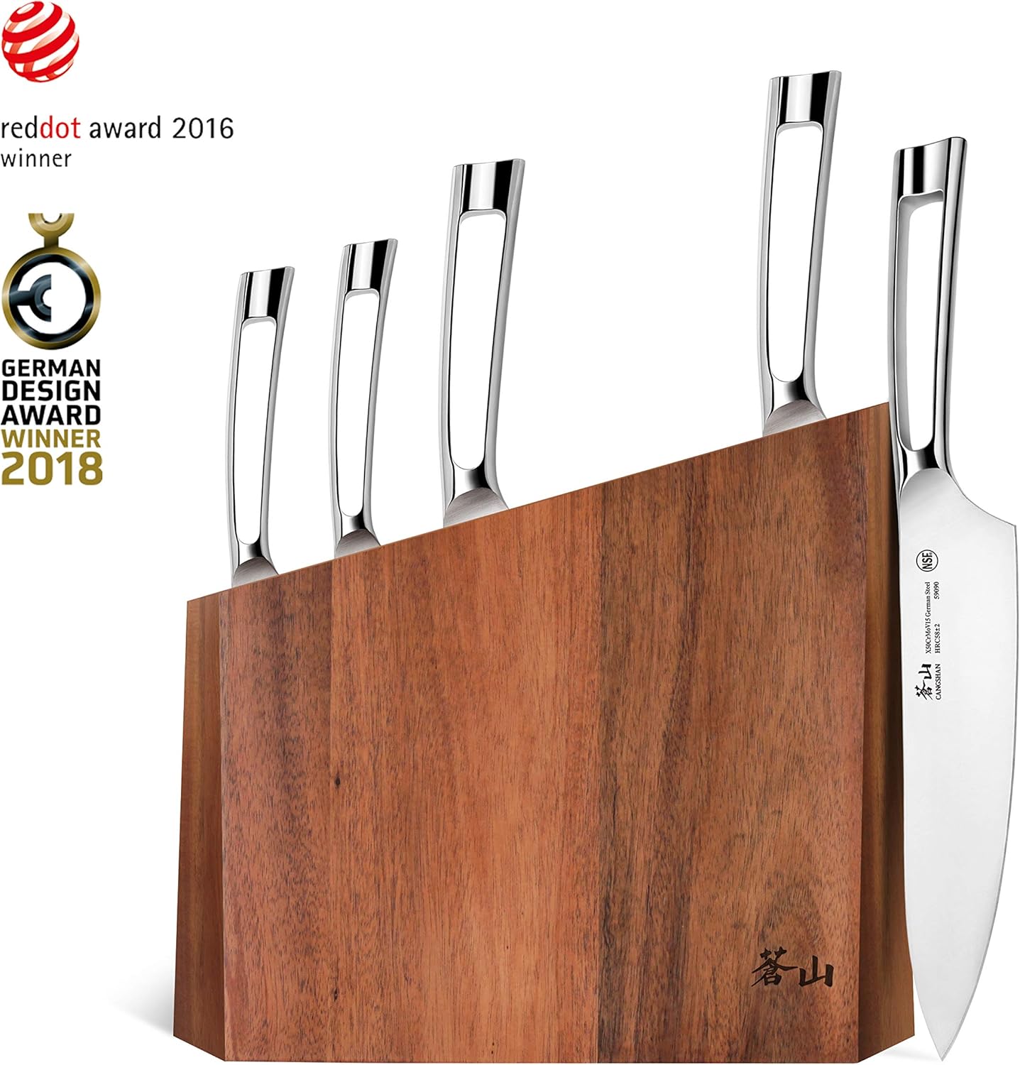Cangshan N1 Series 6-Piece German Steel Forged Knife Block Set, Walnut Block