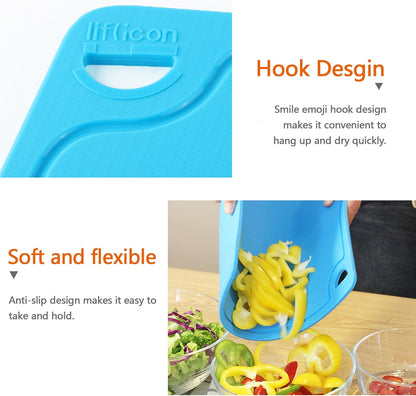 Liflicon Silicone Thick Cutting Boards Mats Set of 3 Foldable & Flexible Design Juice Grooves Easy Grip Handle Dishwasher Safe for Kitchen,BPA free Silicone Cutting Board-Green