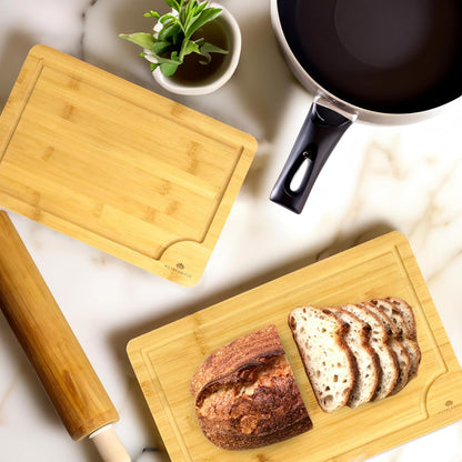 Large Cutting Board, 15x10x0.5 Bamboo Cutting Boards for Kitchen with Juice Groove and Kitchen Chopping Board for Meat Cheese board Heavy Duty Serving Tray,