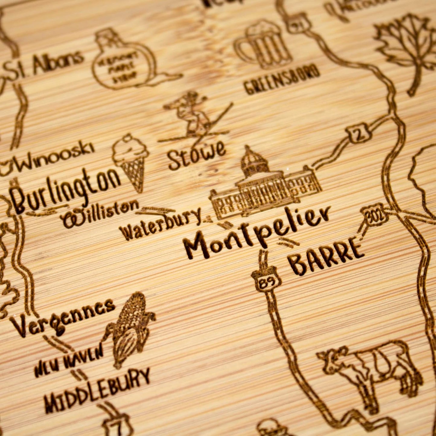 Totally Bamboo A Slice of Life New Jersey State Serving and Cutting Board, 11" x 8.75" - Colors B