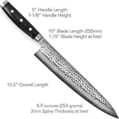 Enso Chef's Knife - Made in Japan - HD Series - VG10 Hammered Damascus Stainless Steel Gyuto - 8"