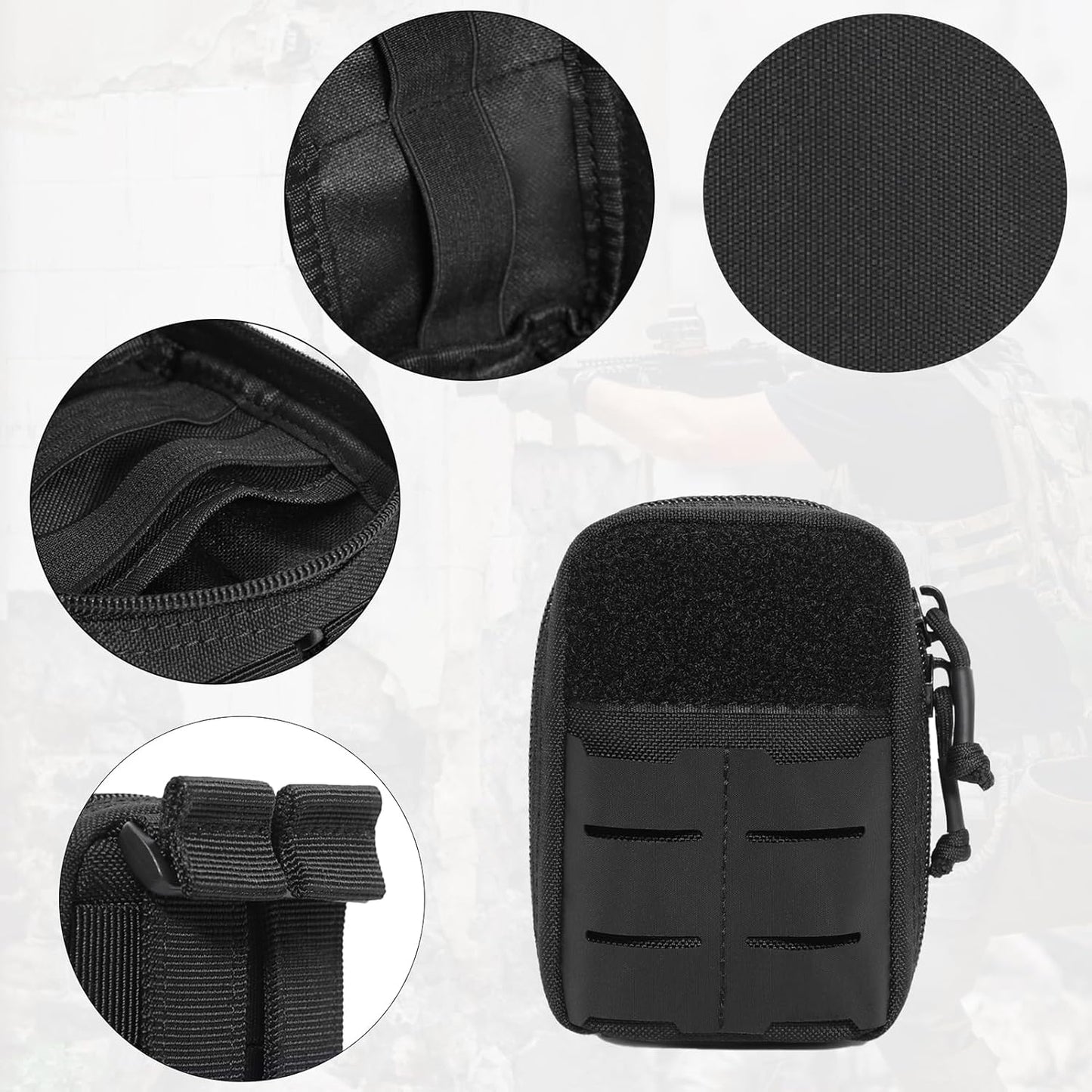 Azarxis Tactical Mini Belt Pouches, Multi-Purpose Small Battery Case Compact Utility EDC Card Slot Holder Waist Bags Military Molle Pack Sundries Storage Pack