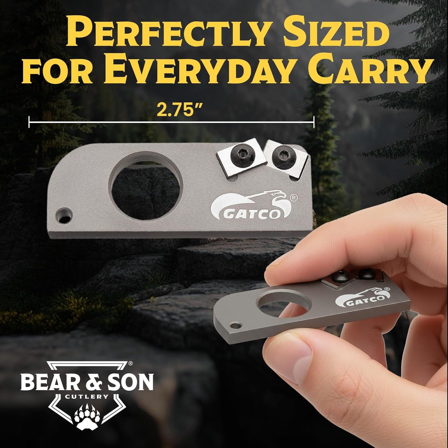 GATCO MCS Military Carbide Sharpener – Manual Pocket Knife Sharpener with 40° Carbide Blades – Compact Handheld Sharpening Tool for Field, Hunting & Outdoor Use – Durable, Lightweight, Portable Design