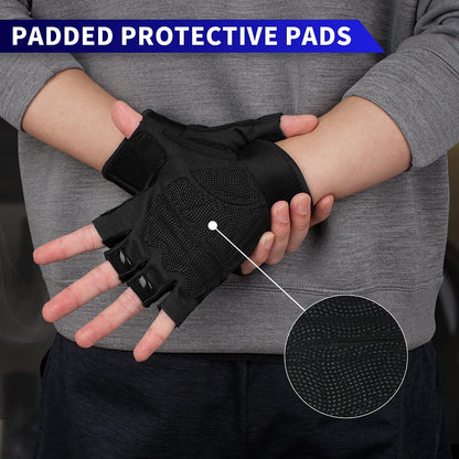 FIORETTO Fingerless Workout & Exercise Gloves for Gym, Weight Lifting, Airsoft, Shooting, Hunting, Hiking, Cycling, Driving, Motorcycle, Climbing M210603