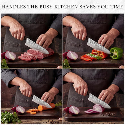 7 Inch Santoku Knife, 9-Layer VG10 High Carbon Steel Multipurpose Japanese Kitchen Knife, Sharp Steak Knife & Brisket Knife with Rosewood Handle for cutting meat for Home & Restaurant