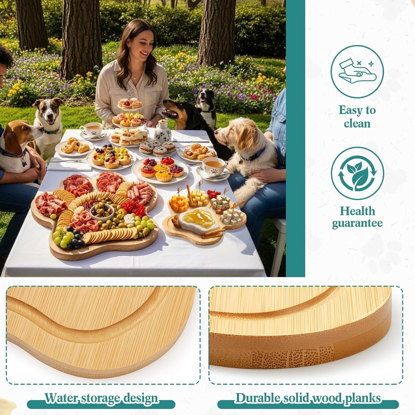 Ziliny Dog Paw Charcuterie Board Gift Set with Knives, Paw Print Cutting Cheese Board Dog Lovers Gifts for Women Acacia Wooden Puppy Platter for Christmas Housewarming Pet Lover Kitchen