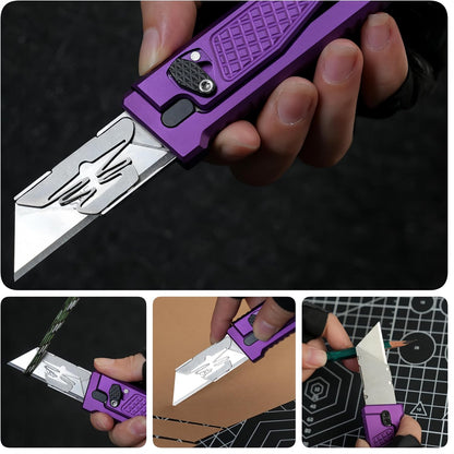 5.8" Aluminium Utility Knife, EDC Box Cutter with Clip, CNC Unibody, Lightweight All Metal Folding Box Cutter, Ideal Gifts for Men Women, with 10 Extra Blades（Orange）