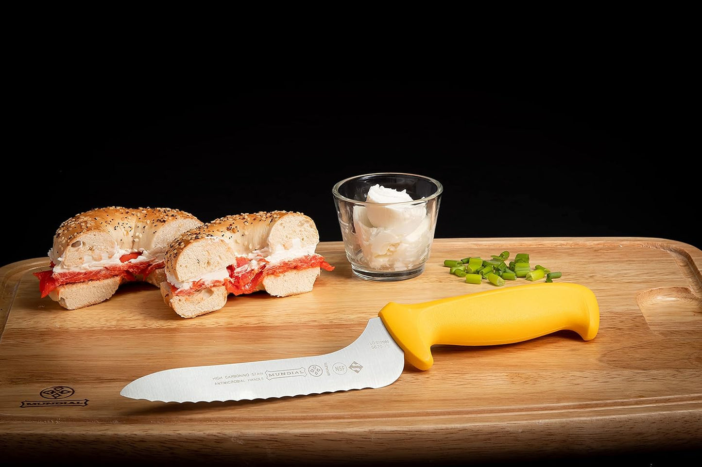 Mundial 5600 Series 7-Inch Offset Serrated Edge Sandwich Knife with Yellow Handle