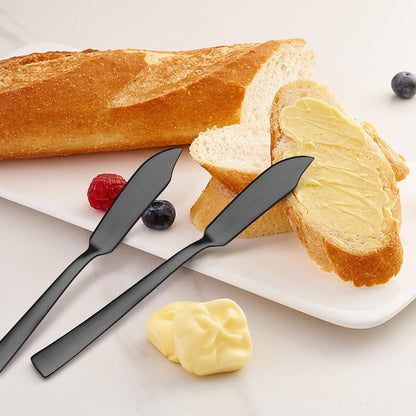 E-far Butter Spreader Knife Set of 6, 7-Inch Stainless Steel Cheese Dessert Knives for Kitchen Restaurant Party, Mirror Silver, Smooth Rounded Handle