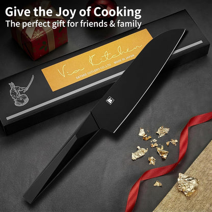 6.7 Inch Santoku Knife, Made in Japan, High Carbon Molybdenum Stainless Steel Japanese Chef Knife with Sakura Handle, Kitchen Knife for Slicing Meat, Vegetable & Fruit