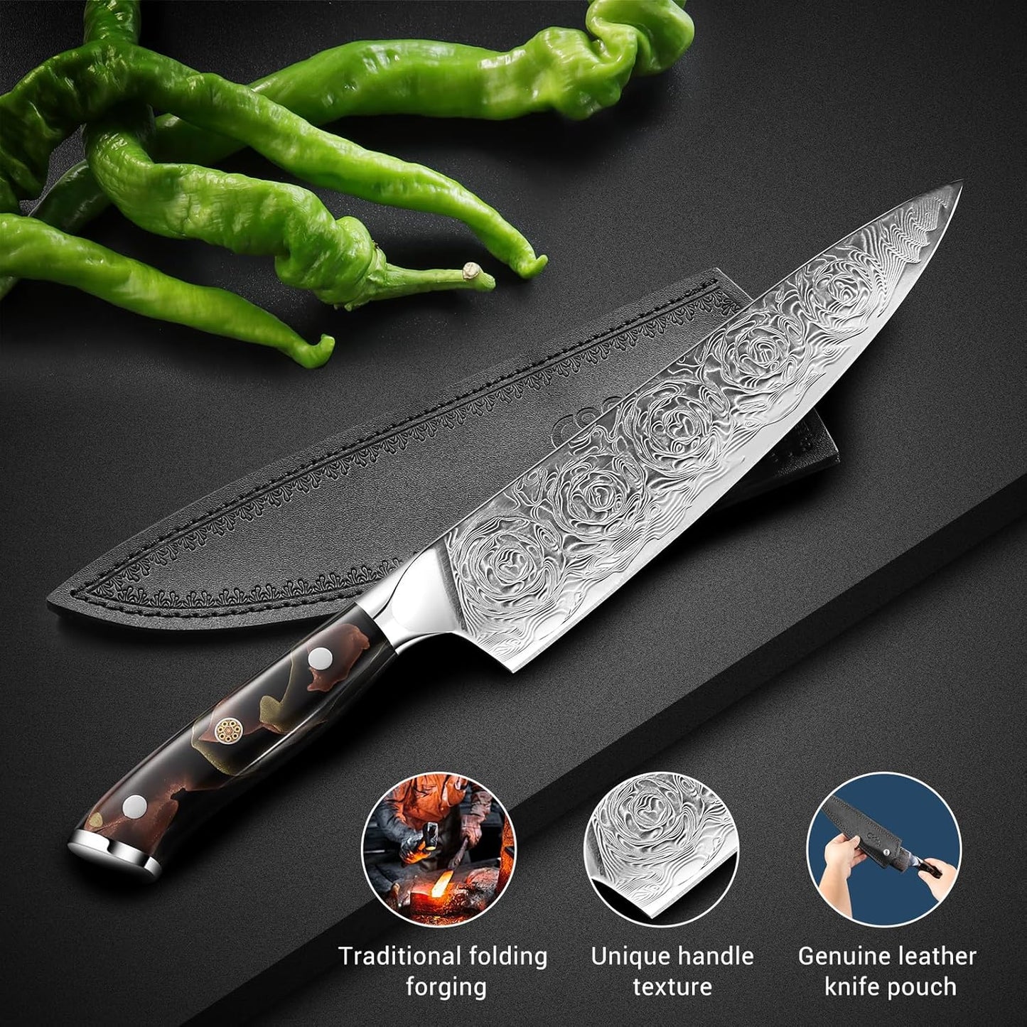 Kitchen Utility Knife,6 Inch Class Damascus Chef Knife,Japanese Petty Paring Knife