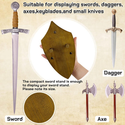 Queekay Wooden Sword Wall Mount Plaque Hanger for Katana Sword Display Stand Decorative Wall Decor for Display Plaque with Hardware(Black,Stylish)