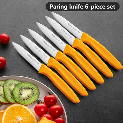 Paring Knife Fruit Knife Set (6 Pieces), Ultra Sharp Stainless Steel Vegetable and Fruit Knife with PP Plastic Ergonomic Handle for Cutting Fruits and Vegetables.Multi.