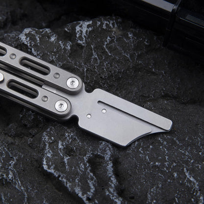 Titanium Utility Knife with Clip Mini Pry Bar EDC Box Cutter Flipper Pocket Knife For Outdoor