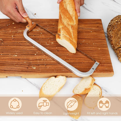 Bread Knife for Homemade Bread Bow Knife 16", Bread Saw Sourdough Slicer Aluminum Alloy Sourdough Cutter Suit for Left & Right Handed People to Cut Baguettes Vegetables Fruits 1Count