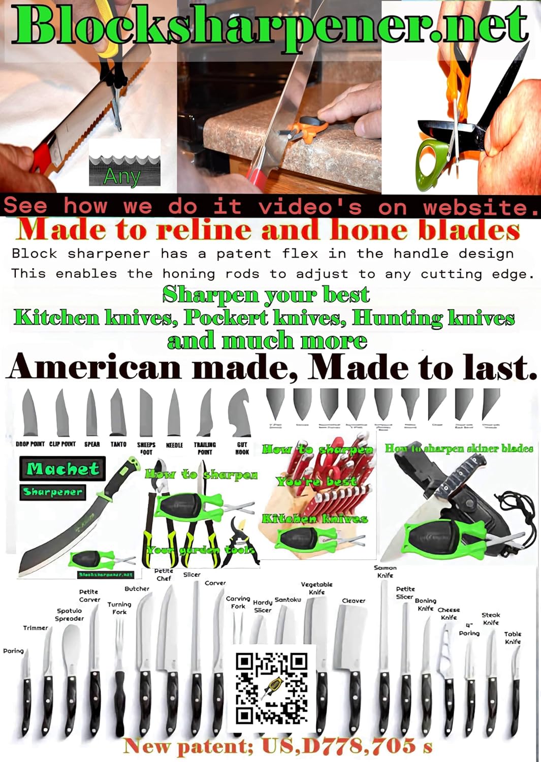 Discover the new patented Block Knife Sharpener, designed for honing blades to their original sharpness.