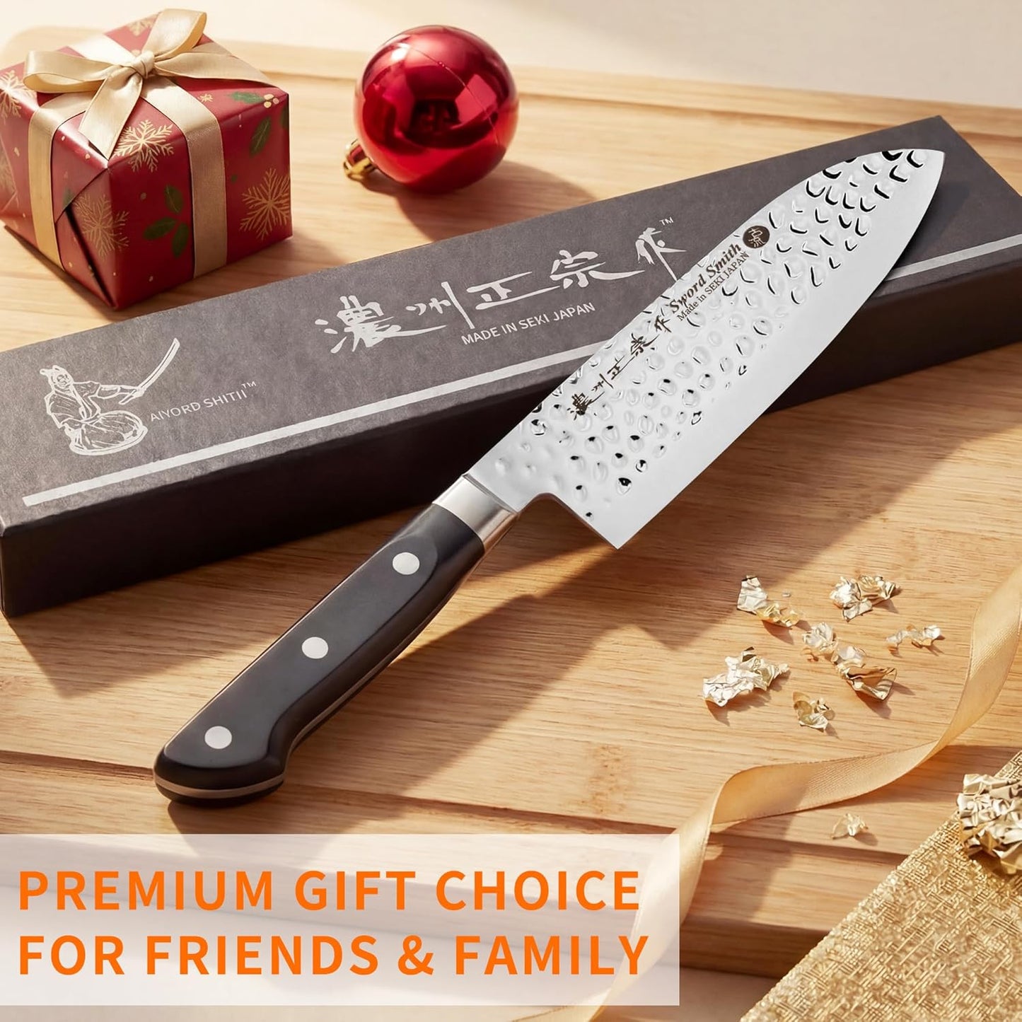 8 Inch Japanese Chef Knife, Made in Japan, Full Tang High Carbon Molybdenum Stainless Steel Gyuto Knife with Hammered Finish for Rock Chopping Meat, Fish and Vegetables