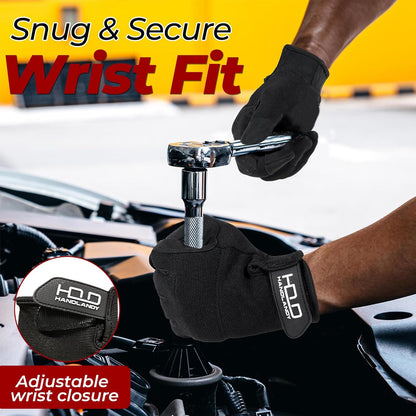 HANDLANDY Work Gloves for Men & Women, Utility Mechanic Working Gloves Touch Screen, Flexible Gardening Gloves for Yard