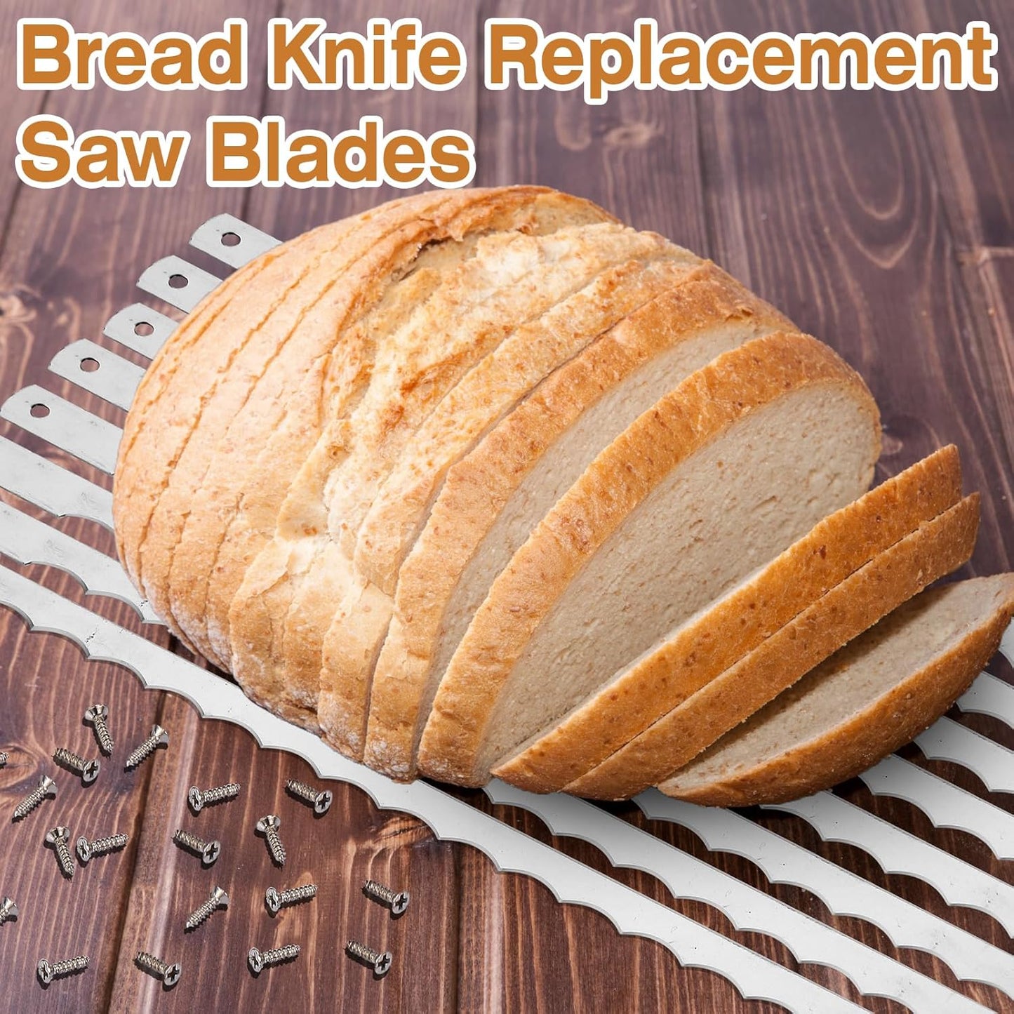Therwen 12 Pcs Bread Bow Knife Blades 10.8" Serrated Stainless Steel Blades with Screws Replacement for Wood Bread Cutter, Sourdough, Baguettes, Cakes