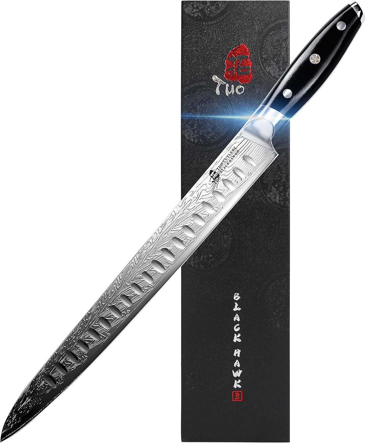 TUO Honing Rod, Knife Sharpening Rod 8 Inch, High Carbon German Steel Knife Sharpener with Ergonomic Pakkawood Handle, Premium Honing Steel for Kitchen Knives Blade Maintenance, Black Hawk Series