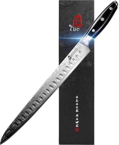TUO Honing Rod, Knife Sharpening Rod 8 Inch, High Carbon German Steel Knife Sharpener with Ergonomic Pakkawood Handle, Premium Honing Steel for Kitchen Knives Blade Maintenance, Black Hawk Series