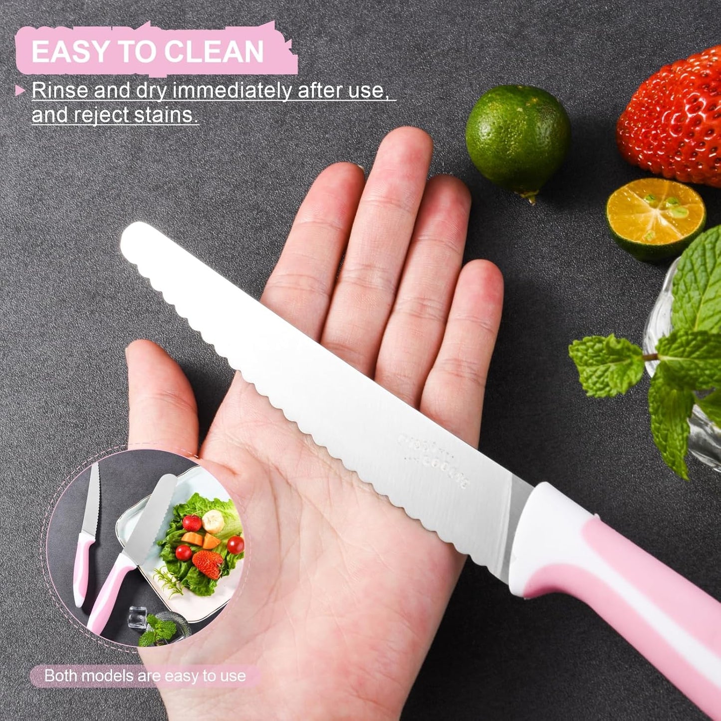 Serrated Bread Knife Stainless Steel Kitchen cutter Tomato, Lettuce Knife 6" Blue