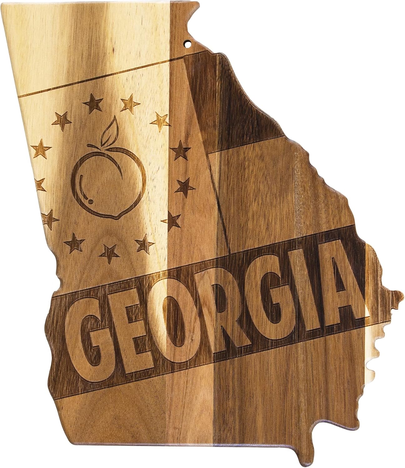 Totally Bamboo Rock & Branch Origins Series New York State Shaped Cutting Board and Charcuterie Serving Tray, Includes Hang Tie for Wall Display