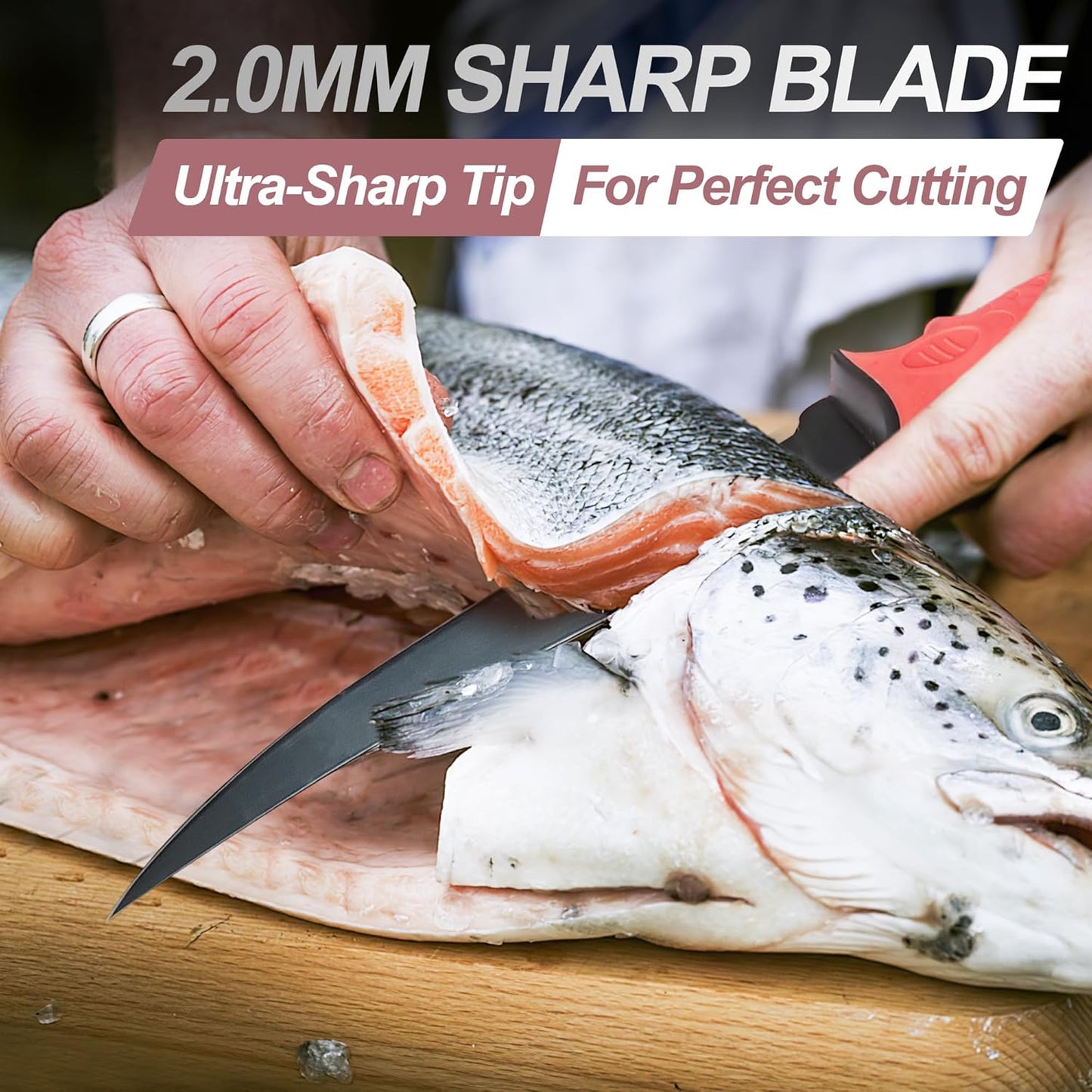 DELFINA 9 inch Fillet Knife For Fish, Ergonomic Soft Handle & Sheath, German Steel, Ideal for Filleting & Deboning