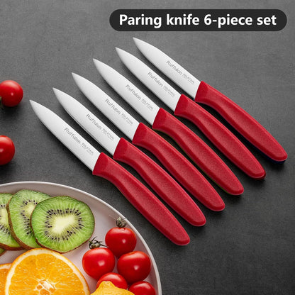 Paring Knife Fruit Knife Set (6 Pieces), Ultra Sharp Stainless Steel Vegetable and Fruit Knife with PP Plastic Ergonomic Handle for Cutting Fruits and Vegetables.Multi.