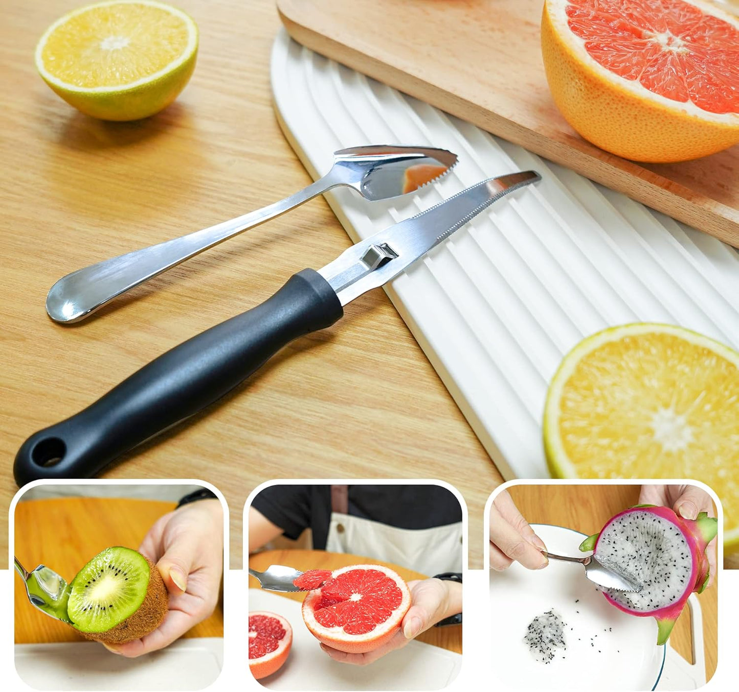 Better Houseware Grapefruit Knife - Stainless Steel Knife with Nylon Handle, Serrated Edge, Dishwasher Safe | Kitchen Utensils