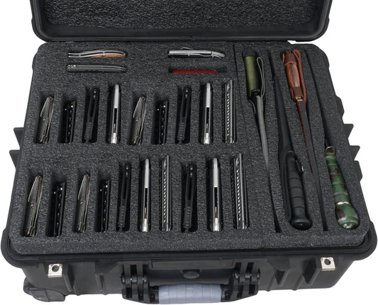 Case Club 147 Folding Knife Case - Hard Sided Travel and Storage Organizer fits a Variety of Folding Knives, Swiss Army Knives, Butterfly Knives, Fixed Blades & More. Lockable, Rugged, Waterproof.