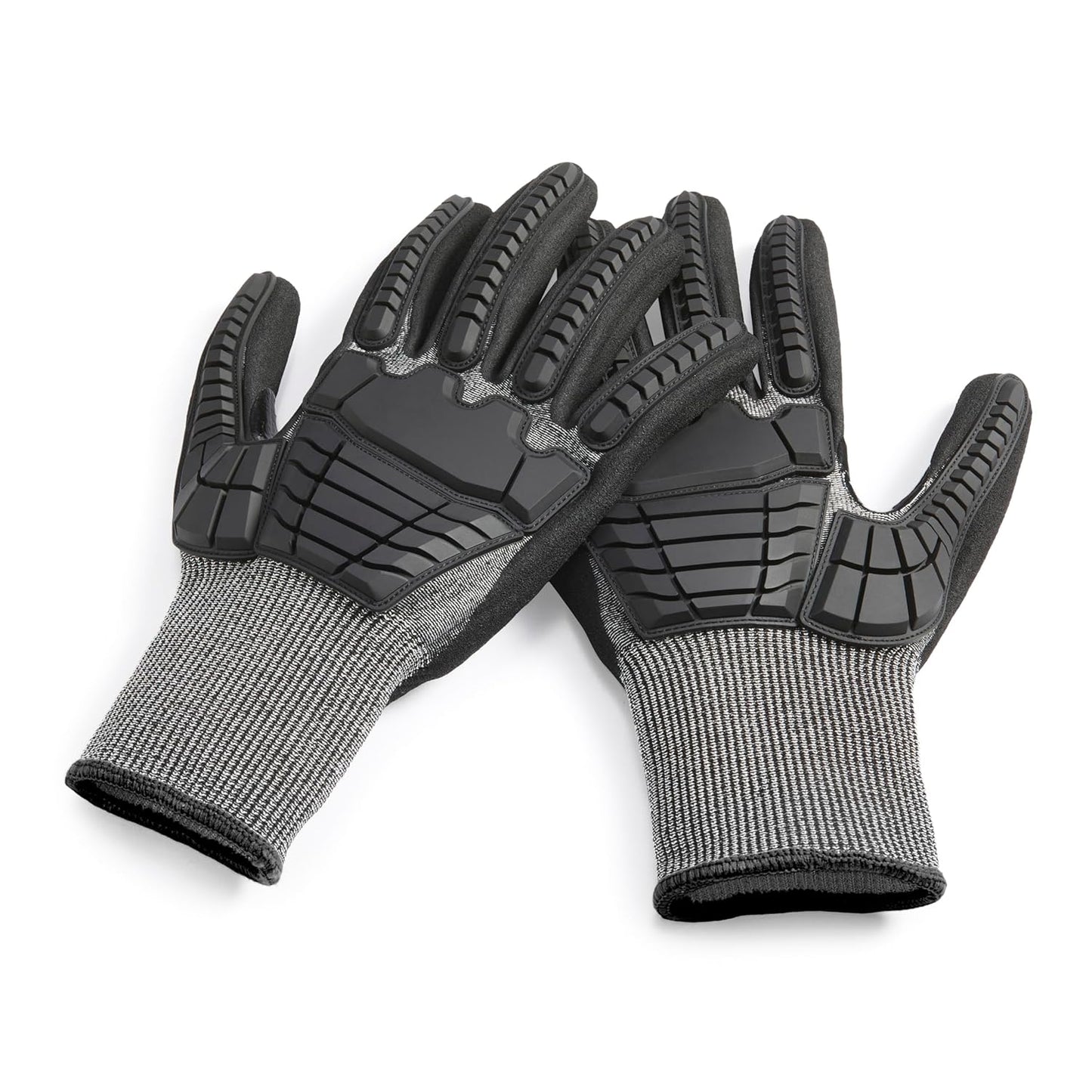 Amazon Basics Cut Level A2, Abrasion ANSI Level A4, Impact Protection Work Gloves, Touchscreen Compatible, 15G Sandy Nitrile Palm, Cut-Resistant, Pack of 100 Pairs, Black, Size XX-Small