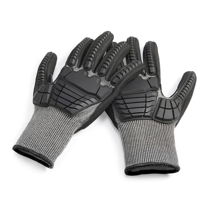 Amazon Basics Cut Level A2, Abrasion ANSI Level A4, Impact Protection Work Gloves, Touchscreen Compatible, 15G Sandy Nitrile Palm, Cut-Resistant, Pack of 100 Pairs, Black, Size XX-Small