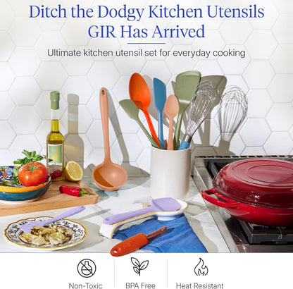 GIR: Get It Right 5 Piece Silicone Ultimate Kitchen Utensils Set - Ladle, Spatula, Flip, Spoon & Spoonula - Non-Toxic Cooking Utensils for Nonstick Cookware, Cooking and Baking - Red