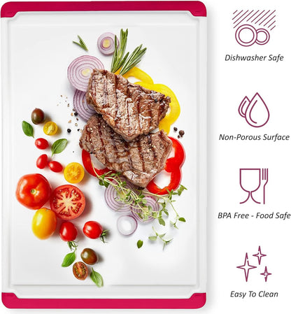 Extra Large Plastic Cutting Board for Kitchen - 18 Inch Dishwasher Safe Cutting Board, Reversible Chopping Board with Juice Groove + Non Slip Feet for Meat, Fruit, Vegetables, Meal Prep by Belwares