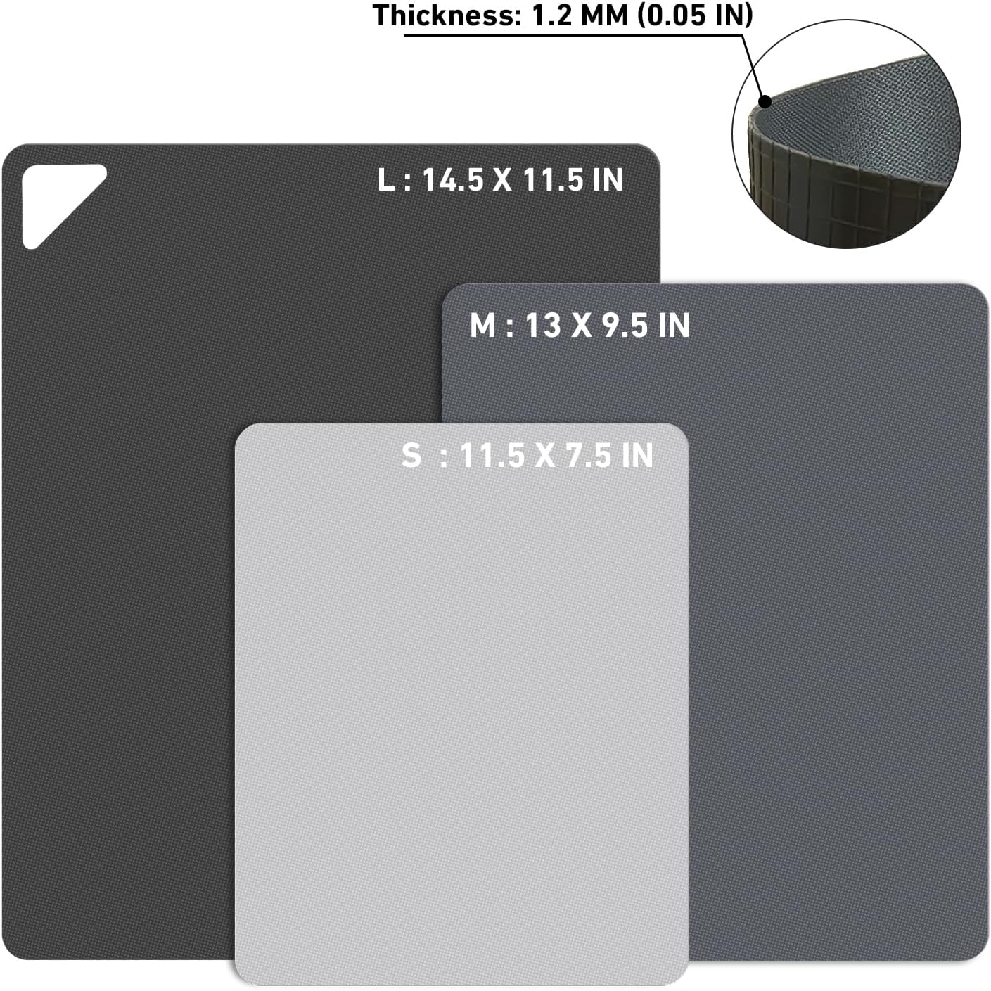 WK Flexible Plastic Cutting Boards Mats for Kitchen, Flexible Non Slip Cutting Mat, Thin Cutting Sheets, BPA Free, Dishwasher Safe, Multi Sizes