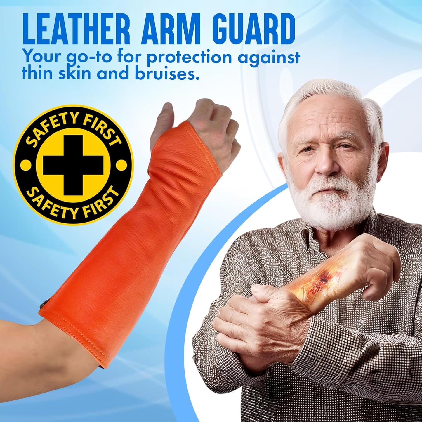 Arm Chaps Leather Protective Sleeves Arm Guard - Prevent Cuts, Scratches & Bruises - Genuine Cowhide - Ideal for Gardening & Construction - Left & Right Form-Fitting. Tan (1 Pair/XX-Small).
