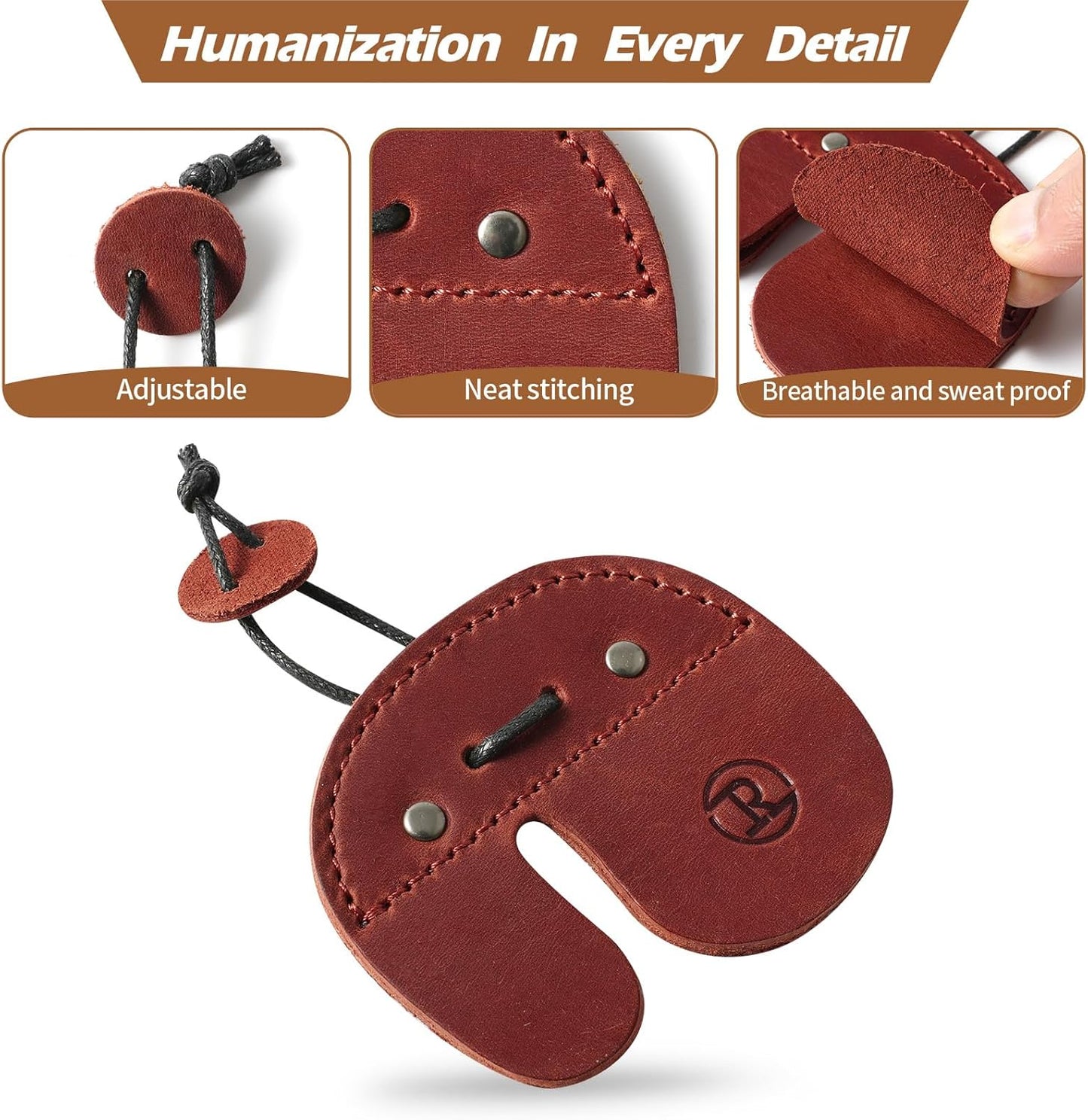 Ringsun Leather Archery Finger Tabs,Handmade Archery Finger Guard for Shooting Practice Gear, Recurve Bow Fingers Tab