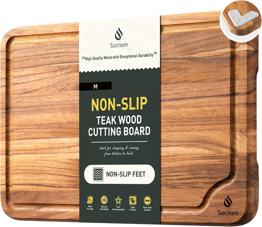 Teak Wood Cutting Board 17inch Wooden Chopping Board Bamboo High-end Mother Gifts Best Mama Mommy Christmas Xmas Birthday Law Step Stepmom Stepmother Have Everything Good Unique Present XL
