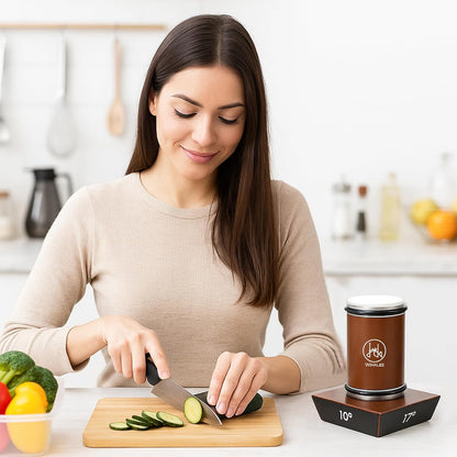 Rolling Knife Sharpener with Diamond and Ceramic Discs, Kitchen Knife Sharpener with 15° & 20° Magnetic Angles, Strong Knife Sharpening Kit (Brown)