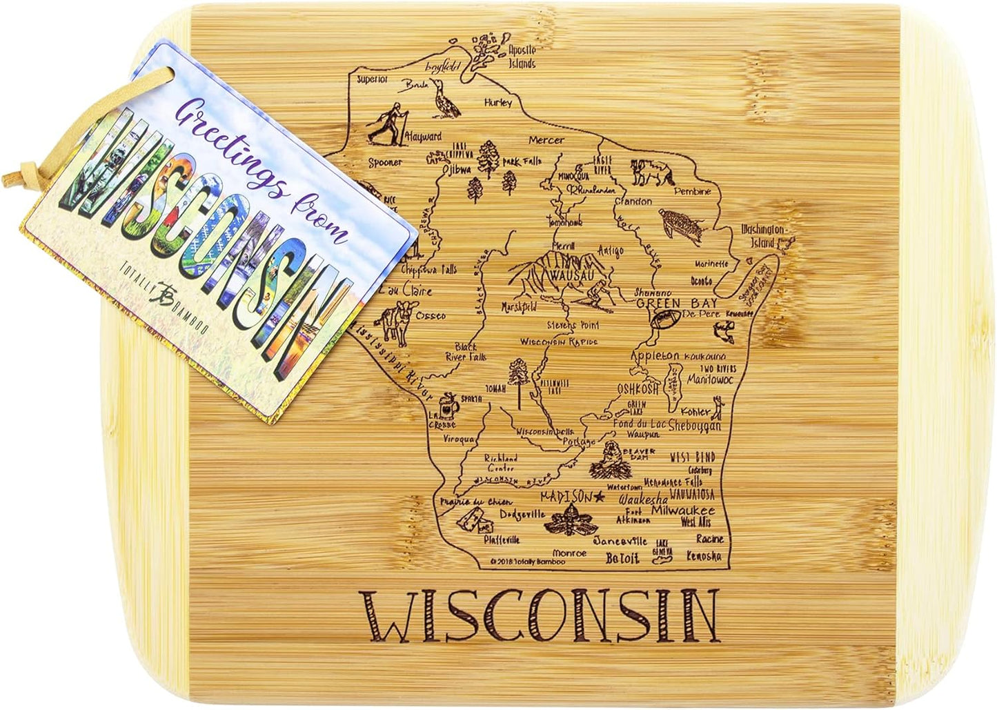 Totally Bamboo A Slice of Life New Jersey State Serving and Cutting Board, 11" x 8.75" - Colors B
