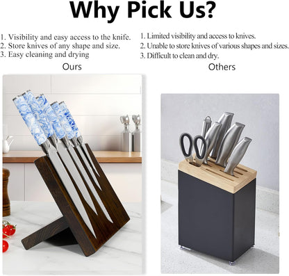 WILDMOK Magnetic Knife Holder, Double Sided Magnetic Knife Block, Ash Wood Rack Magnetic Stands for Multipurpose Storage Knife Holder - 11 x 9.4 Inches