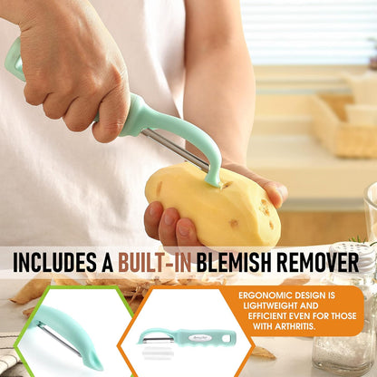 Spring Chef Premium Swivel Vegetable Peeler, Soft Grip Handle and Ultra Sharp Stainless Steel Blades - Perfect Kitchen Peeler For Veggie, Fruit, Potato, Carrot, Apple - Black