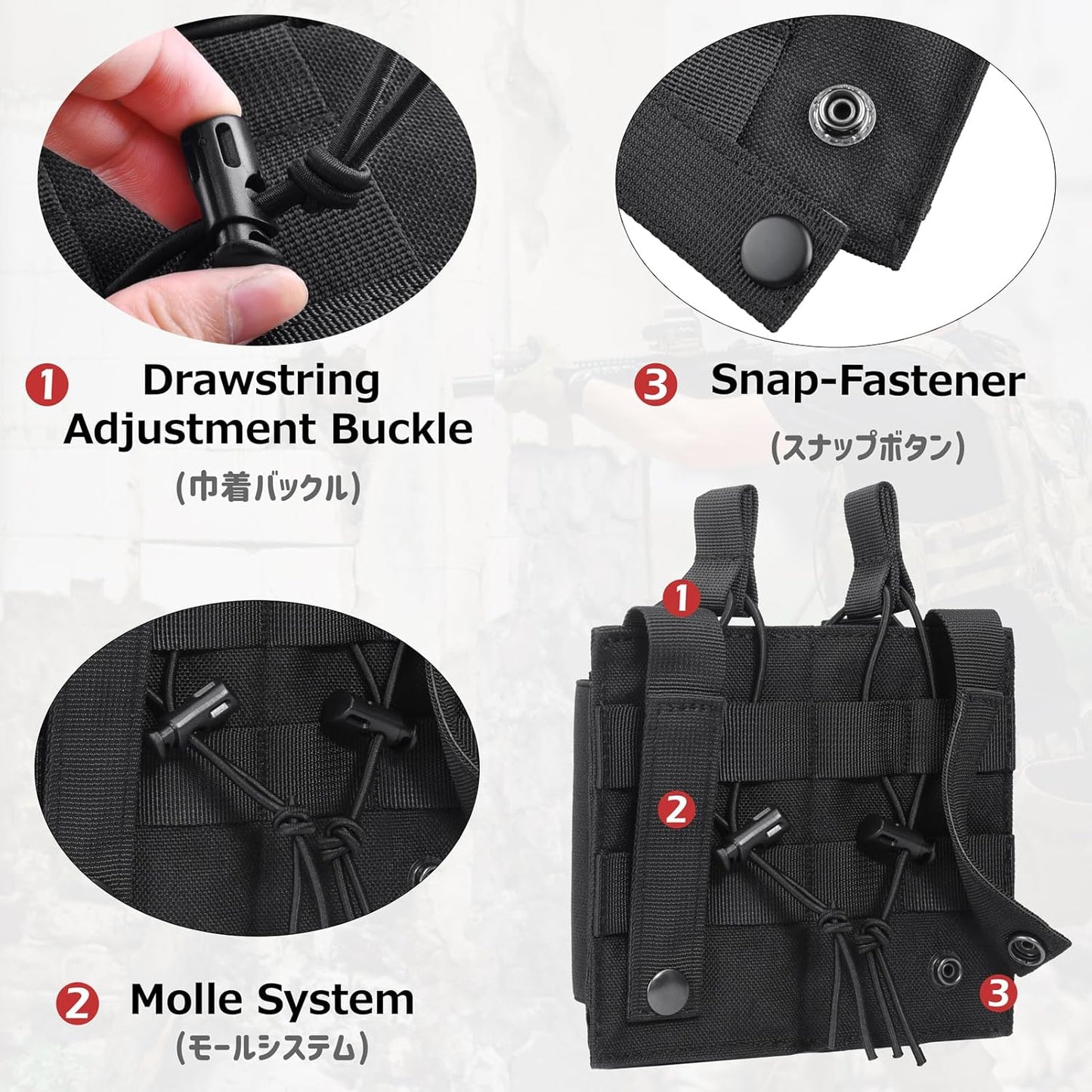 Azarxis Tactical Mini Belt Pouches, Multi-Purpose Small Battery Case Compact Utility EDC Card Slot Holder Waist Bags Military Molle Pack Sundries Storage Pack