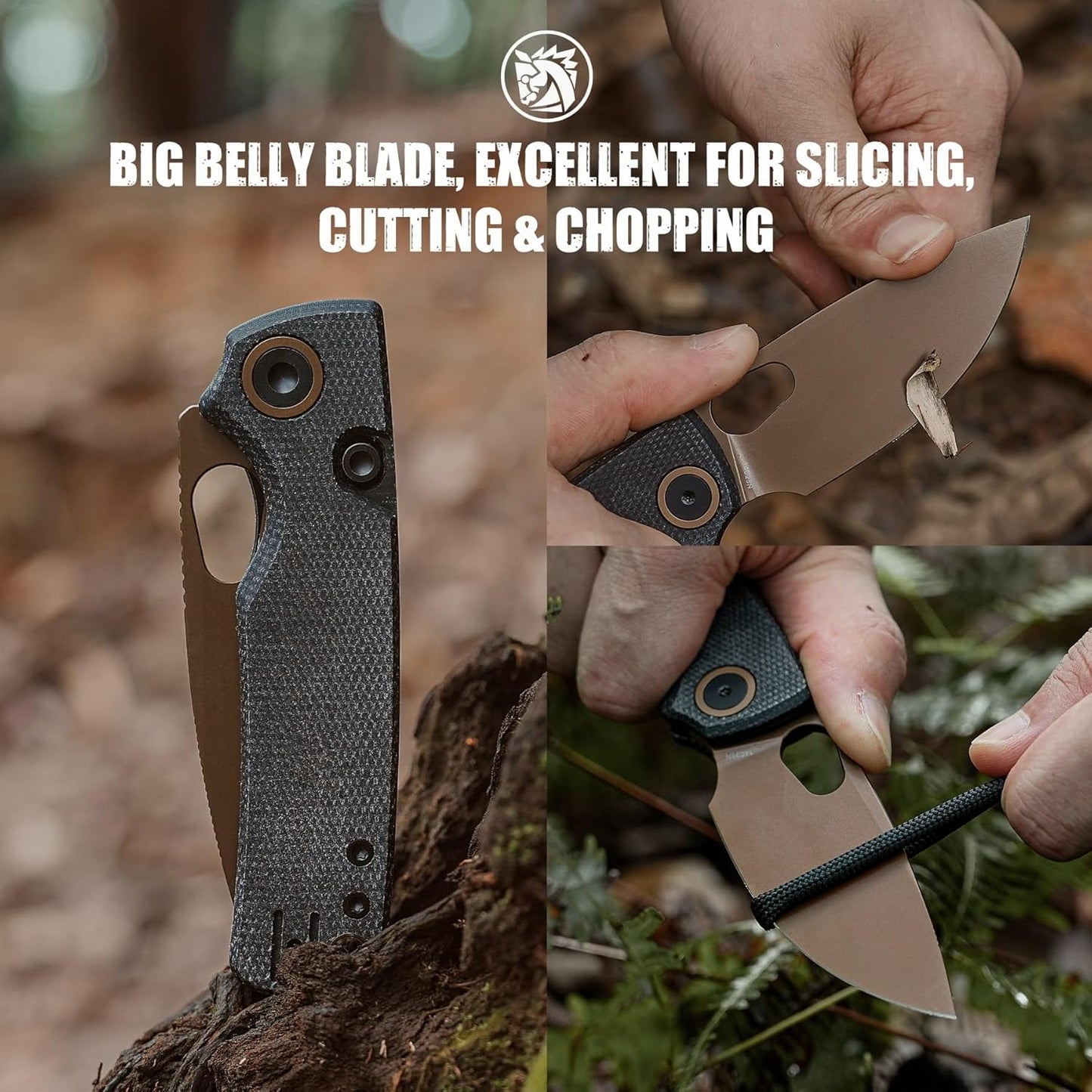 Vosteed EDC Knife, 2.99" 14C28N Steel Wider Blade, Green Micarta Handle Top Liner Lock, Folding Pocket Knives with Clip for Men & Women, Survival Camping - Porcupine A2603