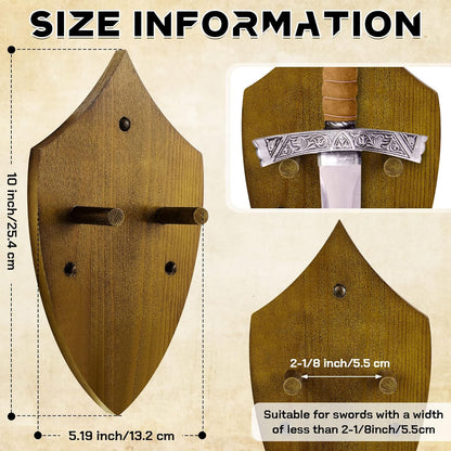 Queekay Wooden Sword Wall Mount Plaque Hanger for Katana Sword Display Stand Decorative Wall Decor for Display Plaque with Hardware(Black,Stylish)